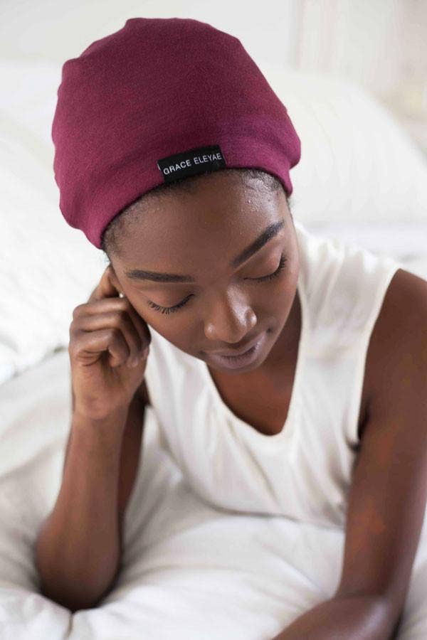 The Slap (Satin-lined cap) Wine Red Boston Hairnista